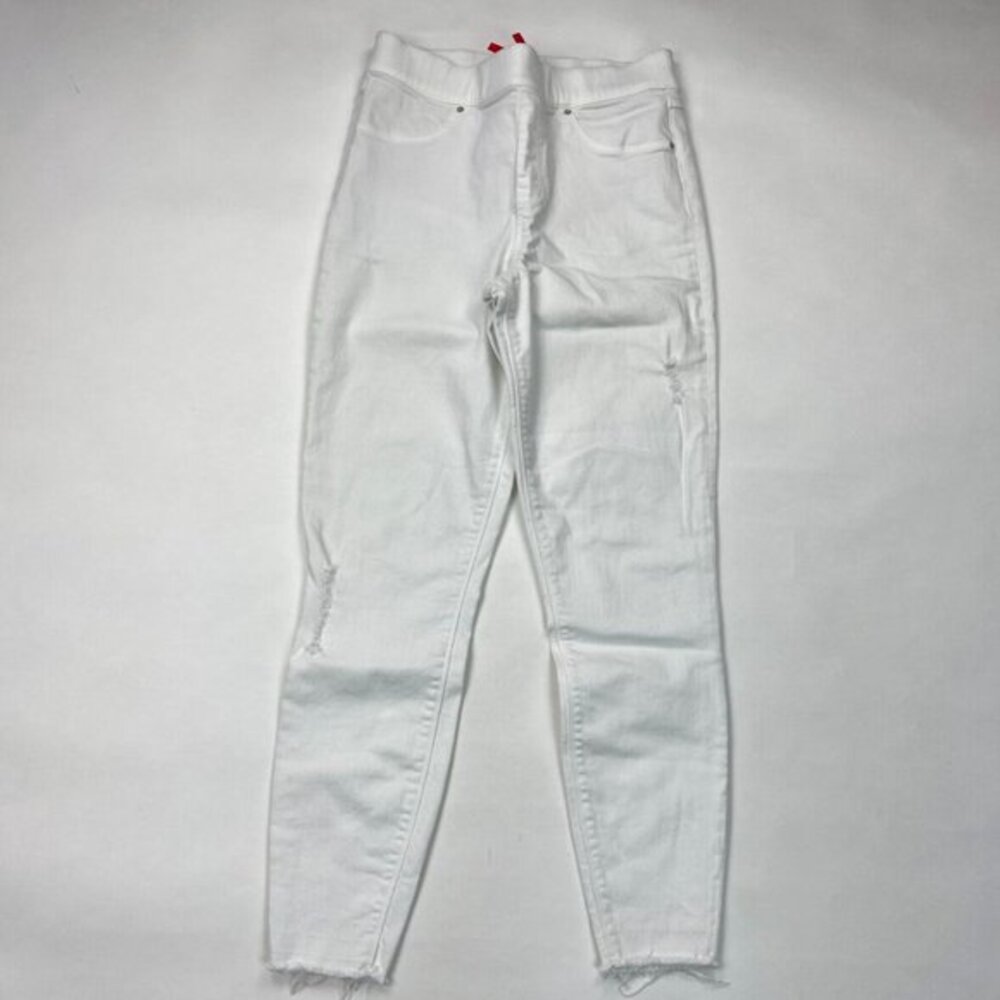 Spanx White Distressed Skinny Jeans Women M EUC 20229R‎ Tummy Control Stretch